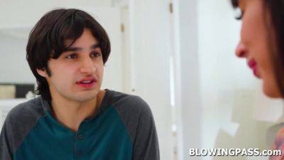 Stepmom sucking stepsons balls after deepthroating his cock - hotmovs.com