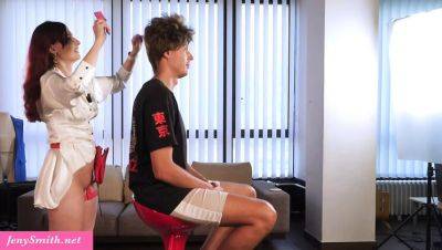 Sexy Russian Hairdresser Teases with Big Ass in Mini Skirt - POV Close-Up - porntry.com - Russia