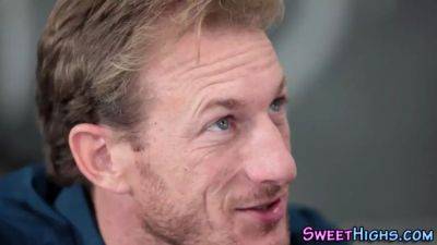 Pigtails teenager swallows sperm - sexu.com