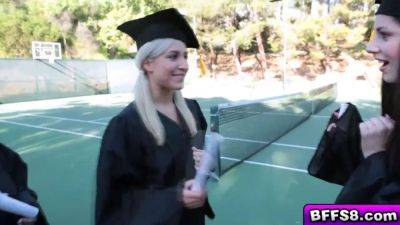 Naughty graduating teens in a hot lesbian fuck - sexu.com