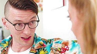 Barbie Feels - Busty milf giving lazy husband blowjob - ah-me.com