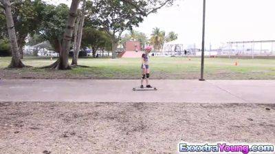 Cute skater babe Monica bangs with a stranger - sexu.com