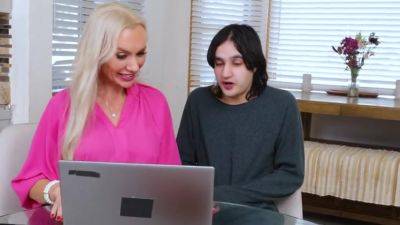 Sexy Milf Anna Kolba fucks and sucks her son's friend's stiff cock - hotmovs.com - Usa