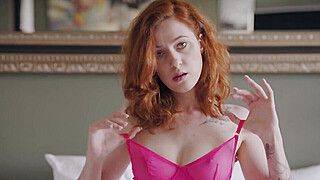 ULTRAFILMS Amazing redhead girl Cherry Candle fingering her pussy on the bed - ah-me.com