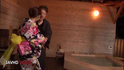 Steamy Sauna Seduction: Miu Suzuha's Wild Kimono Tease & Creampie - sexu.com - Japan