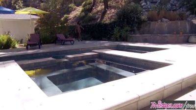 Bombshell - Twistys - (Janice Griffith) starring at itsy-bitsy blue bathing suit - sexu.com