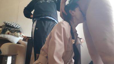 Our Hot Slave Girl Takes Turns Giving Us Cunnilingus - hclips.com