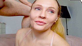 Blonde Babe's Wet Pussy Gets Fingered by Her Lusty Lover - ah-me.com