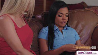 Stepmom likes to show latina stepdaughter how to lick pussy - hotmovs.com