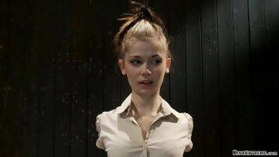 Petite brunette Sensi Pearl tied up and fucked hard against the wall - porntry.com