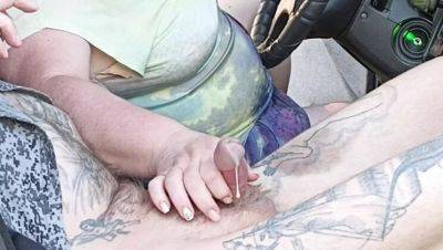 Hot Russian MILF Jerks My Dick in Parking Lot - Car BJ & Cumshot - veryfreeporn.com - Russia