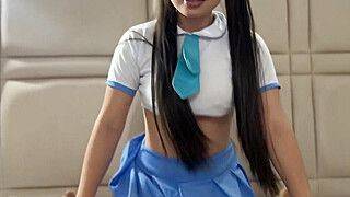 Cute girl enjoys a cock and fucks hot! - ah-me.com