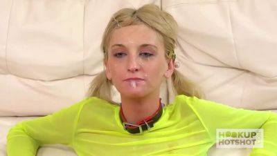 Skinny blonde teen Tallie Lorraine takes rough face fuck from daddy - veryfreeporn.com