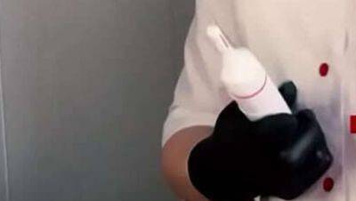 Blonde MILF Nurse SugarNadya Makes Client Cum Hard with Gloved Handjob - English Subs - porntry.com - Britain