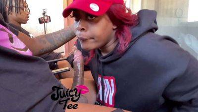 Red Hair - Juicy Redhead Slut Takes BBC Deepthroat in Public - Juicy Tee & Mini Stallion - porntry.com