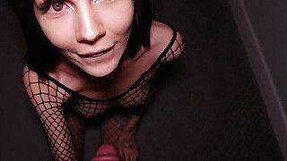 petite babe in a fishnet fucked hard against the wall - Fox Alina - ah-me.com