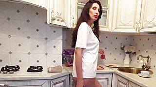 stepmom prepares breakfast for stepson and gets hard sex in the kitchen - ah-me.com