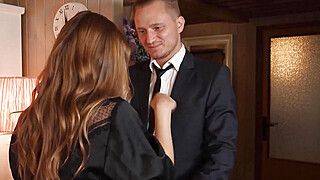 Candy Alexa - Businessman find a moment to fuck his busty wife and cum inside her - ah-me.com