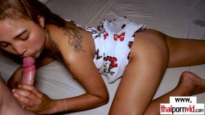 Cute Thai Young Cutie Nailing A Farangs Chopper - hclips.com - Thailand