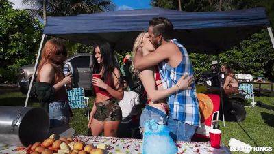 Lucas Frost - Reality Kings Party In The Bush: Teen Threesome with Big Tits and Huge Cock - porntry.com