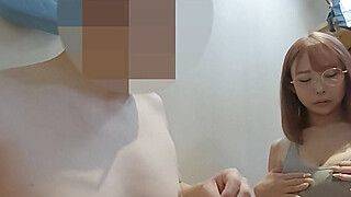 Oil, blowjob, titjob, nipple licking, and anal licking in Calvin Klein underwear at the internet cafe! - ah-me.com - Japan