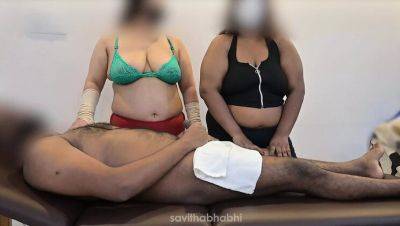 Happy Ending - Savitha Bhabhi's steamy threesome massage with happy ending in spa - porntry.com - India