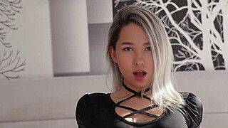 small Chinese model jumps on a big dick - ah-me.com - China