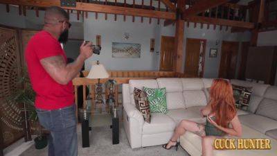 Evee posed in lingerie, dripping with lust, then begged her stunned husband to let her fuck the black photographer. - hotmovs.com