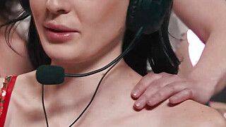 Sexy gamers innocent back rub turns to wild scissoring - ah-me.com