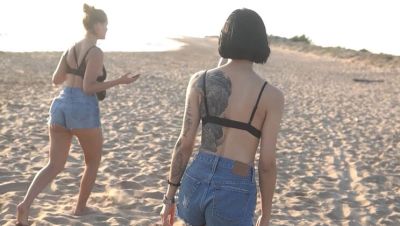 Lesbian Teens Play Strip Volleyball Game on Beach - 18yo Babes Get Naked After Losing Bet - veryfreeporn.com - Britain