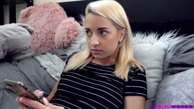 Megan Rain - Skinny Stepsister Megan Rain Blowjob & Doggy Style - Caught Hard by Stepbrother POV - porntry.com - Britain