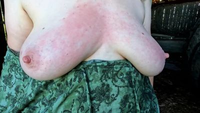 Bouncy Red Tits Outdoor Punishment - Public Shed BDSM & Flashing - porntry.com