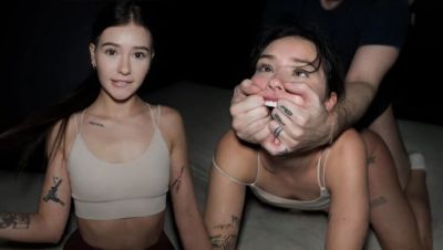 Threesome Doggy Style: Submissive Teen Gets Rough 2 on 1 Hardcore - porntry.com - Britain