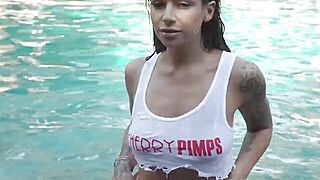 April Olsen - Big Tits April Olson Masturbates Poolside with Her Vibrator and Fucks Her Ass... - ah-me.com