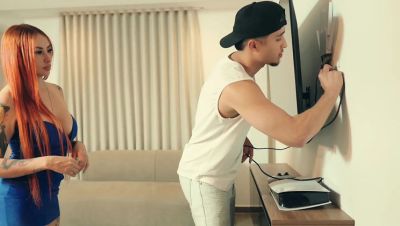 Big Tits Latina Redhead Gets Fucked Hard By Technician In Doggystyle - veryfreeporn.com - Spain - Colombia - Venezuela