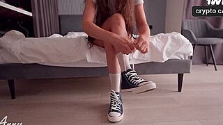 Hot Sexy - Sexy model in sneakers gets a creampie! Fetish feet, sneakers, super-hot XXX! - ah-me.com