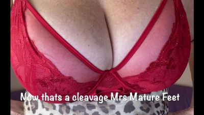 Mature British MILF with Big Natural Tits and Stockings Strips in Red Dress for Friend - Homemade HD Footing - porntry.com - Britain