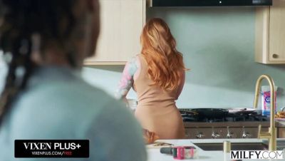 Sophia Locke - Curvy Redhead MILF Sophia Locke Seduced By College Stud's Big Black Cock - porntry.com - Britain