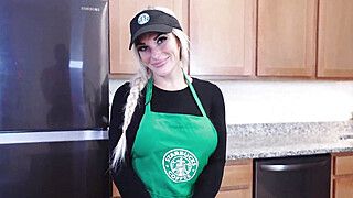 Busty Starbucks Barista Squirts All Over BBC And Swallows Cum During Her Shift! - ah-me.com