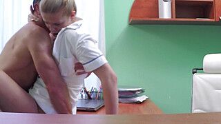 George Uhl - Nikky Dream - New Blonde Nurse has her Pussy Creampied by Mature Doctor - Fake Hospital - ah-me.com