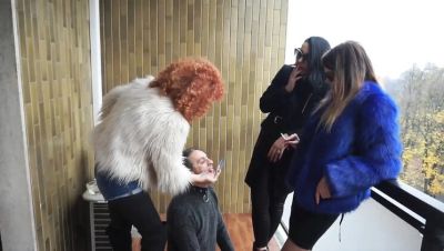 Brunette MILF Femdom in Fur Coat Dominates Slave on Balcony - Hardcore BDSM Bondage & Humiliation - xxxfiles.com - Italy