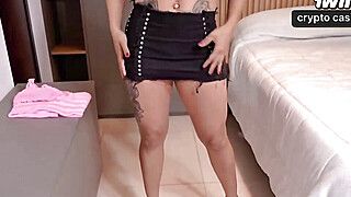 Hot brunette in thongs with yam-sized ass gets doggystyle oral job and creampie - ah-me.com