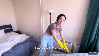 Asian MILF Cleaning Lady Fucks For Money - POV Blowjob & Facial Cumshot - veryfreeporn.com - Russia