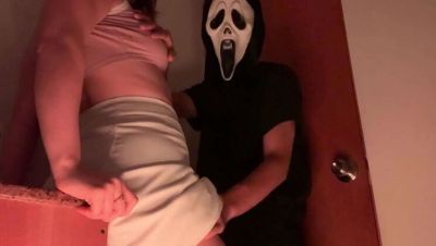 Blonde Babe Natasha Bull Home Alone Halloween Horror - Bathroom Blowjob & Standing Doggy Cum in Mouth - xxxfiles.com