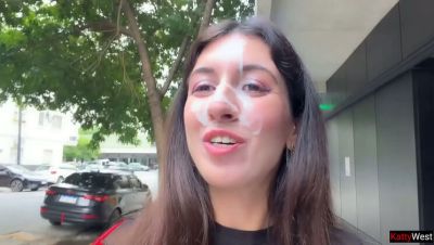 Katty West - Katty West Brunette Skinny Amateur Public Cumwalk - Huge Facial Cumshot on Street - porntry.com