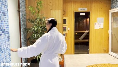 Skinny Indian Stepsister Oily Footjob in Public Sauna - Alex Goes & Violeta Grey - porntry.com - India - Spain