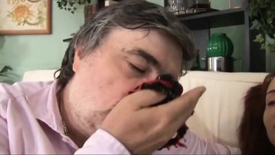 Sexy teen sucks old man's big cock and takes cum in mouth - porntry.com - Italy