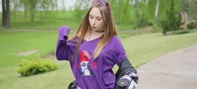 Slim Blonde Stripteases in Park and Bathroom Solo - inxxx.com