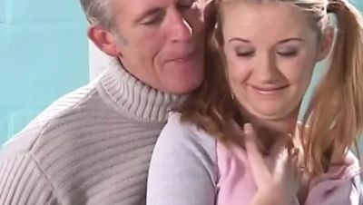 Sweet Teen Pussy for Old Man - Blonde Brittney Sucks Buck Adams - veryfreeporn.com - Britain