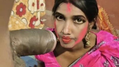 Desi Bhabhi Happy Holi Sex - Jija Rang Lagake Chudai, Blowjob & Cum in Mouth - porntry.com - India